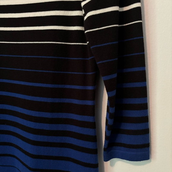 Ralph Lauren Small Dress Knit Fitted Boat Neck 3/4 Sleeve Mid-Length Striped - Picture 4 of 5